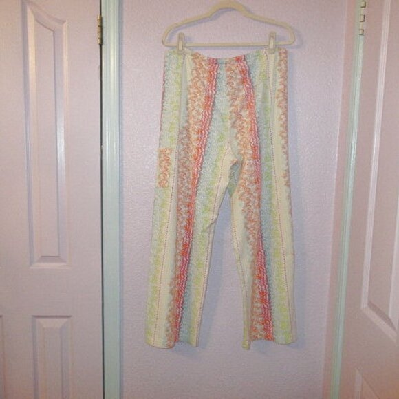 Vtg J Jill Rainbow Fleece Pajamas Size M Soft 2 Piece Top & Pants Cottage Y2K - Picture 10 of 13